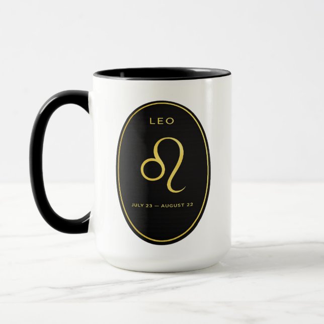 Leo Zodiac Gold Oval Emblem Mug | Luxury Astrology (Gauche)