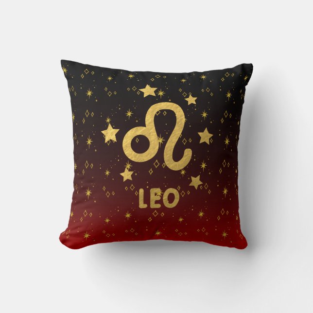 Leo Zodiac Oreiller rouge et noir (Recto)