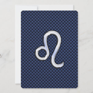 Léo Zodiac Sign on Navy Blue Carbon Fiber Print