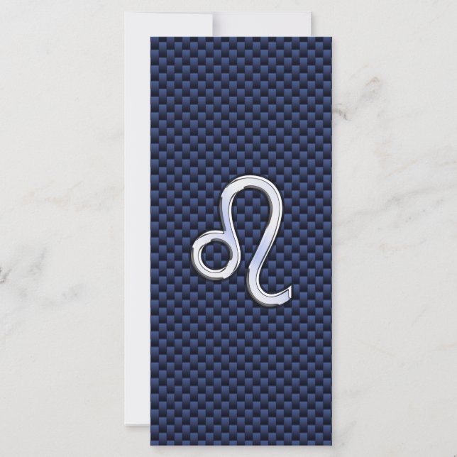Léo Zodiac Sign on Navy Blue Carbon Fiber Print (Devant)