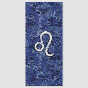 Leo Zodiac Sign on Navy Blue Digital Camouflage