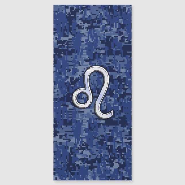 Leo Zodiac Sign on Navy Blue Digital Camouflage (Devant)