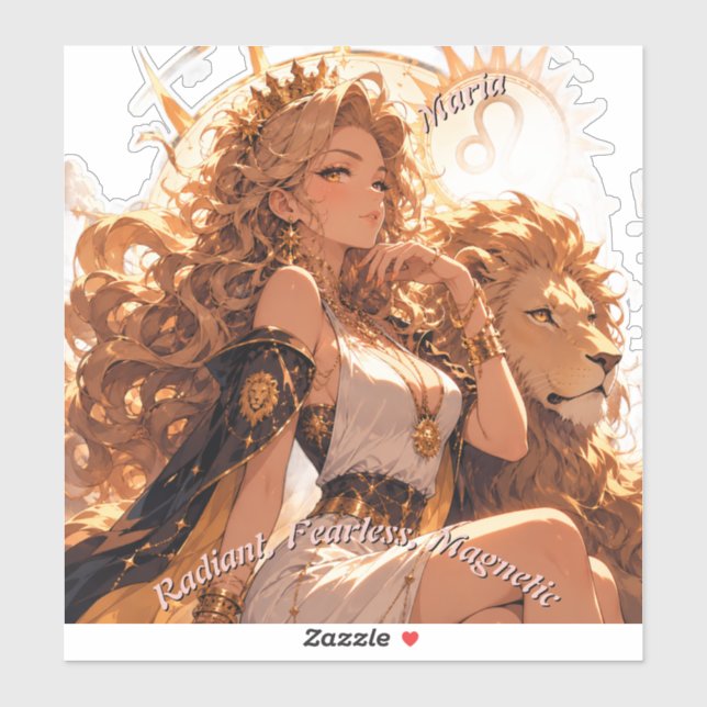 Leo Zodiac Sticker Personalized Astrology Gift (Feuille)