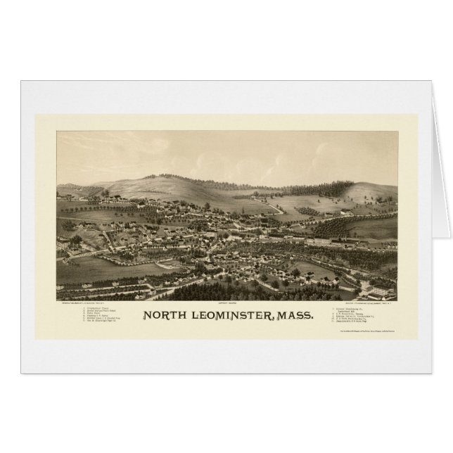 Leominster du nord, carte panoramique de mA - 1887 (Devant horizontal)