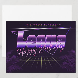 Leona Nom Prénom lila retro Carte Anniversaire