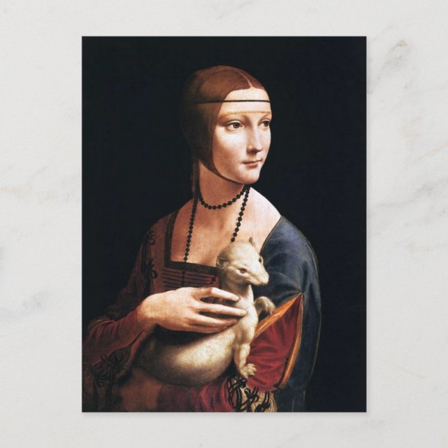 Léonard de Vinci Lady avec carte postale Ermine (Devant)