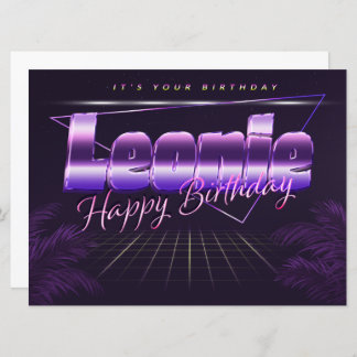 Leonie Nom Prénom lila retro Carte Anniversaire