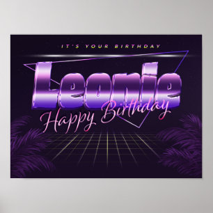 Leonie Nom Vorname lila retro Poster Geburtstag