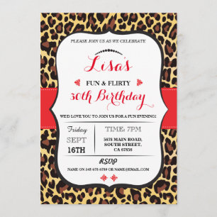 Leopard 30e 40e 50e 60e anniversaire Invitation de
