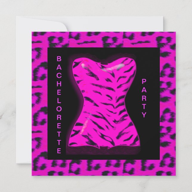 LEOPARD BACHELORETTE INVITATION PARTI CHAUD ROSE (Devant)