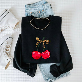 Leopard Bow Cherry Sweatshirt - tendance et amusan