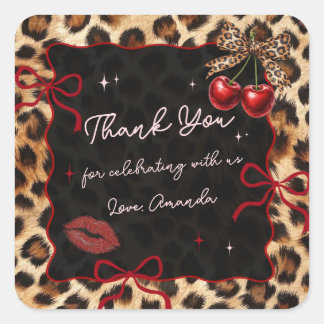Leopard Cheetah Coquette Cherry Birthday Sticker