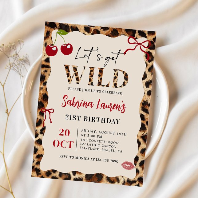 Leopard Cheetah Let’s Get Wild Birthday Invitation (Créateur téléchargé)