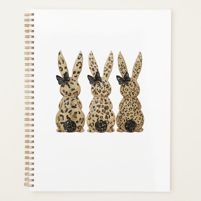 Leopard Cute Bunny Bow Funny Christian Easter Day  (Devant)
