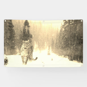 LÉOPARD DANS la bannière de NEIGE
