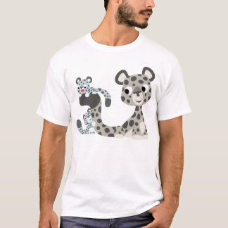Léopard de neige de bande dessinée et T-shirt