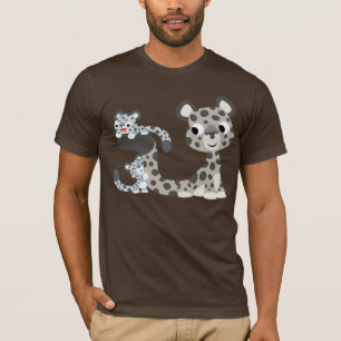 Léopard de neige de bande dessinée et T-shirt de