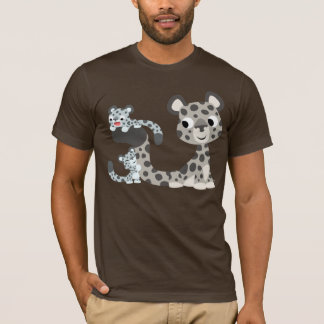Léopard de neige de bande dessinée et T-shirt de