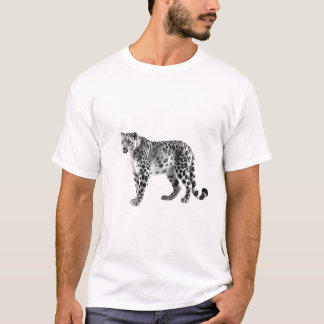 Leopard de neige sur T-shirt blanc