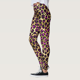 Léopard d'or et de mauve femmes Imprimer Leggings