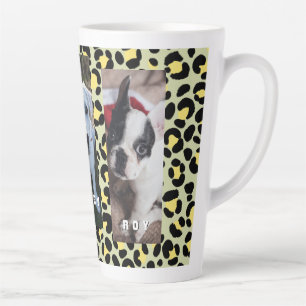 Leopard Jaune Noir 3 Animal Photo Latte Mug