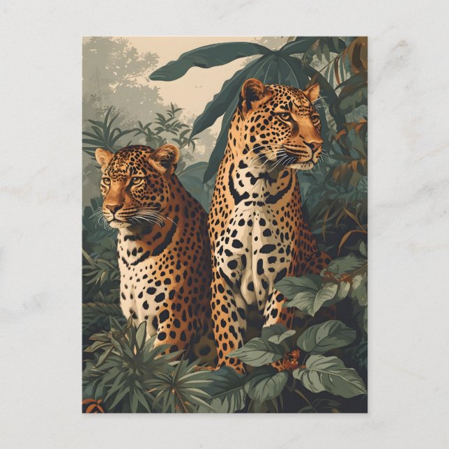 Leopard Jungle : Carte postale Vintage (Devant)