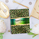Leopard motif émeraude or vert<br><div class="desc">Elégant, cool, glamour et féminin avec motif léopard vert émeraude et faux or. Personnalisez et ajoutez votre nom. Personnalisez et ajoutez votre nom et une année. Le nom est écrit avec un script de style moderne écrit à la main. Parfait pour les femmes entrepreneurs, maquilleurs, propriétaires de magasins, consultants.</div>
