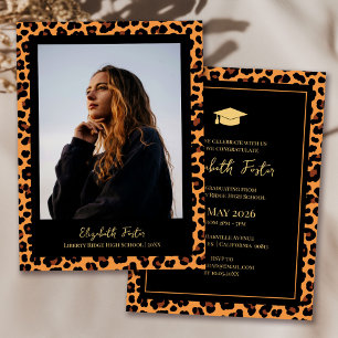 Leopard Motif Photo Graduation Invitation