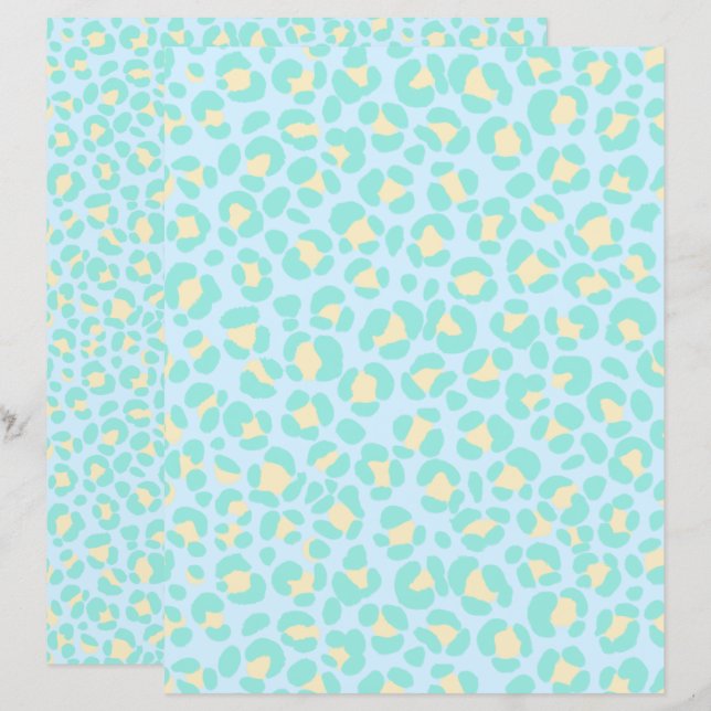 Leopard Pastel bleu Turquoise jaune (Devant / Derrière)