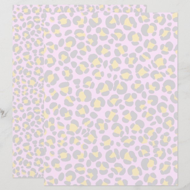Leopard Pastel rose gris jaune (Devant / Derrière)