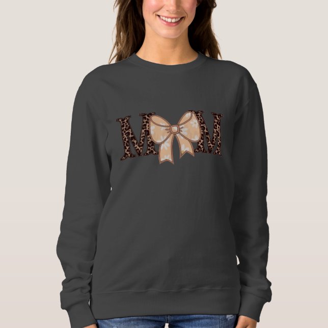 Leopard Print Mom Sweatshirt with Coquette Bow (Devant)