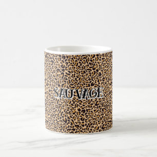 Leopard Print Mug with “Sauvage” Text