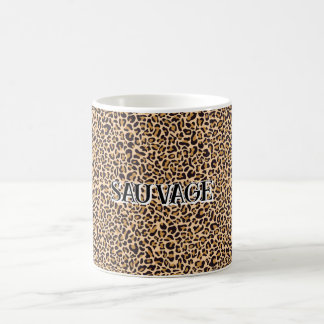 Leopard Print Mug with “Sauvage” Text