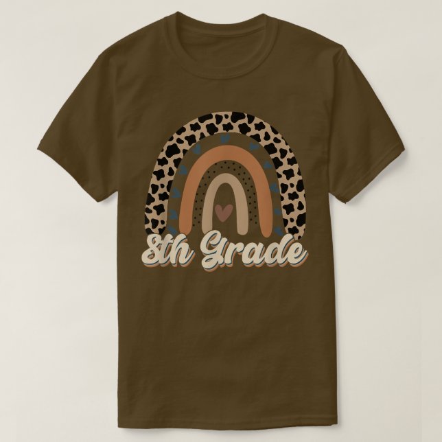 Leopard Rainbow 8e année, retour à l'école T-shirt (Design devant)