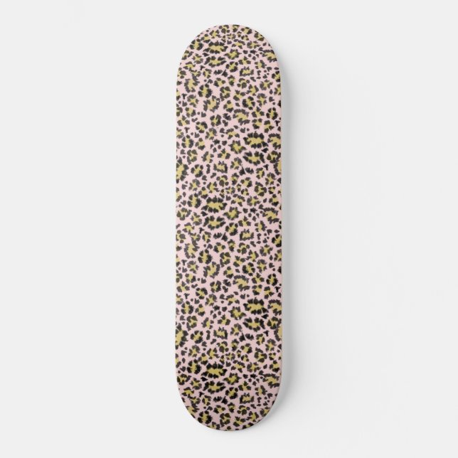 Leopard sur skateboard motif rose (Recto)