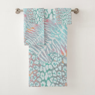 léopard, tigre, peau, tacheté, rayé, turquoise,