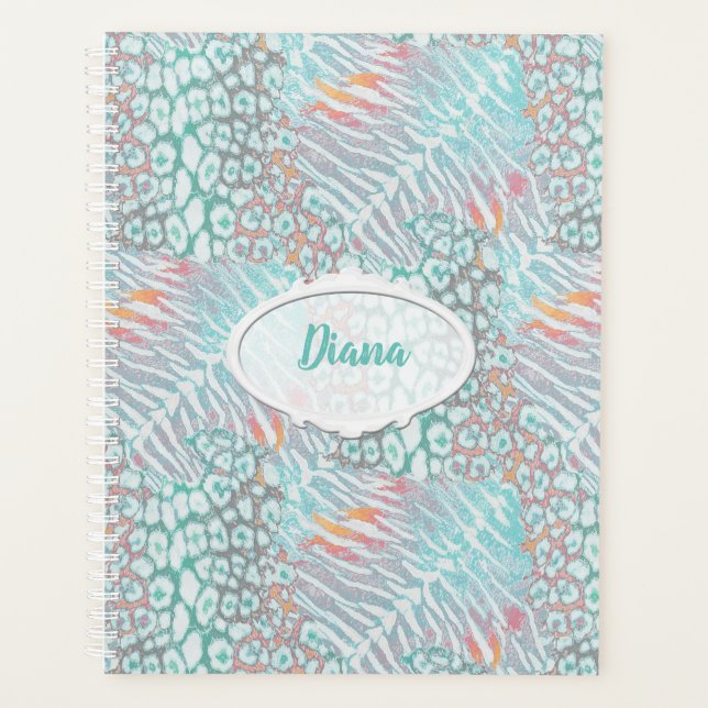 léopard, tigre, peau, tacheté, rayé, Turquoise, (Devant)