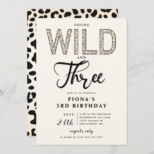 Leopard Young Wild Trois Invitation d'anniversaire