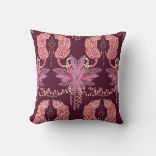 Léopards roses dans la jungle coussin jeté