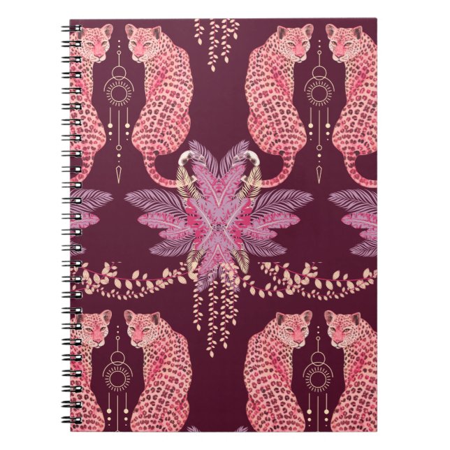 Léopards roses dans le cahier de notes du jungle / (Devant)