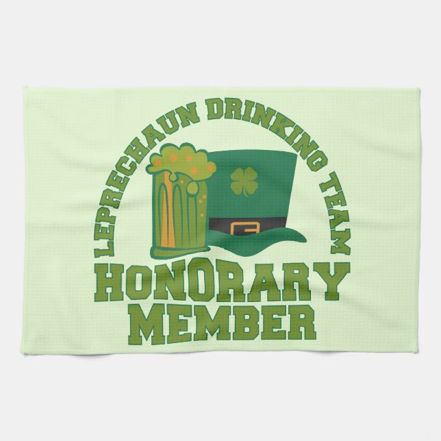 Leprechaun Drinking Team serviette de cuisine (Horizontal)
