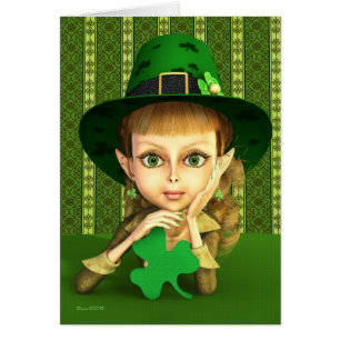 Leprechaun Girl Shamrock St. Patrick's Day Card
