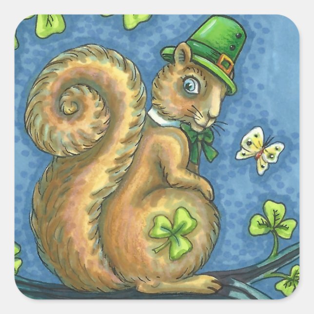 LEPRECHAUN IRISH SQUIRREL, CHALEUREUX STICKERS Feu (Devant)