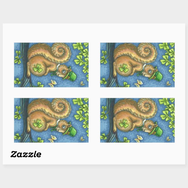 LEPRECHAUN IRISH SQUIRREL, CHALEUREUX STICKERS Feu (Feuille)