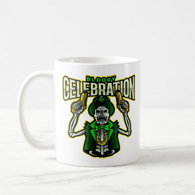 Leprechaun squelette de célébration sanglante Mug  (Gauche)