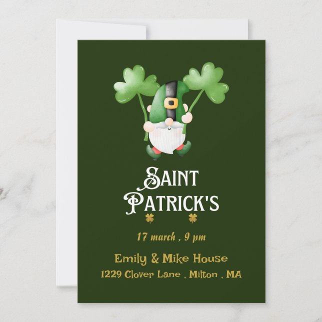 Leprechaun St.Patrick's Day Party Invitation (Devant)