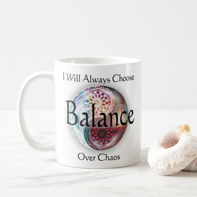 L'équilibre au chaos Mug Yin Yang (Avec donut)