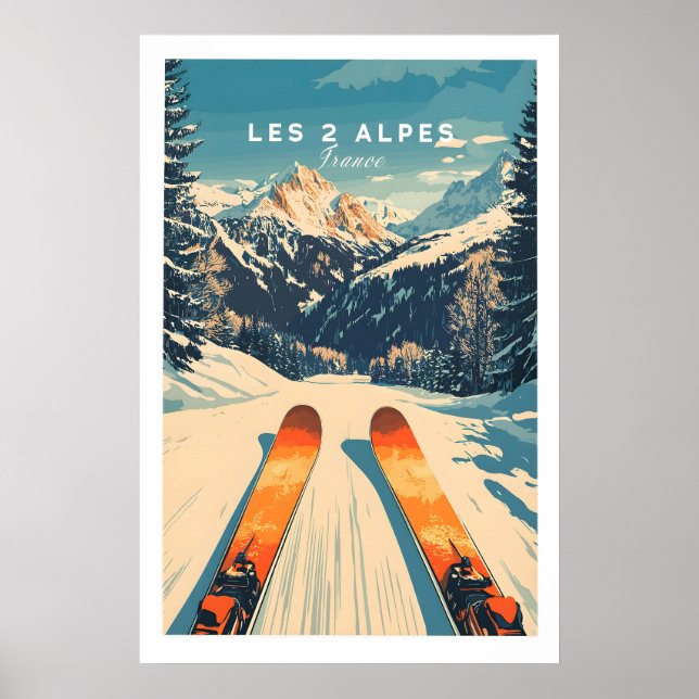 Les 2 Alpes Wall Art Ski Poster 1 (Devant)