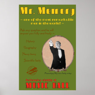 Les 39 Étapes : Poster publicitaire de M. Memory