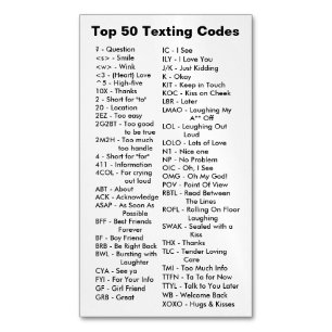 Les 50 premiers codes textuels Carte à puce